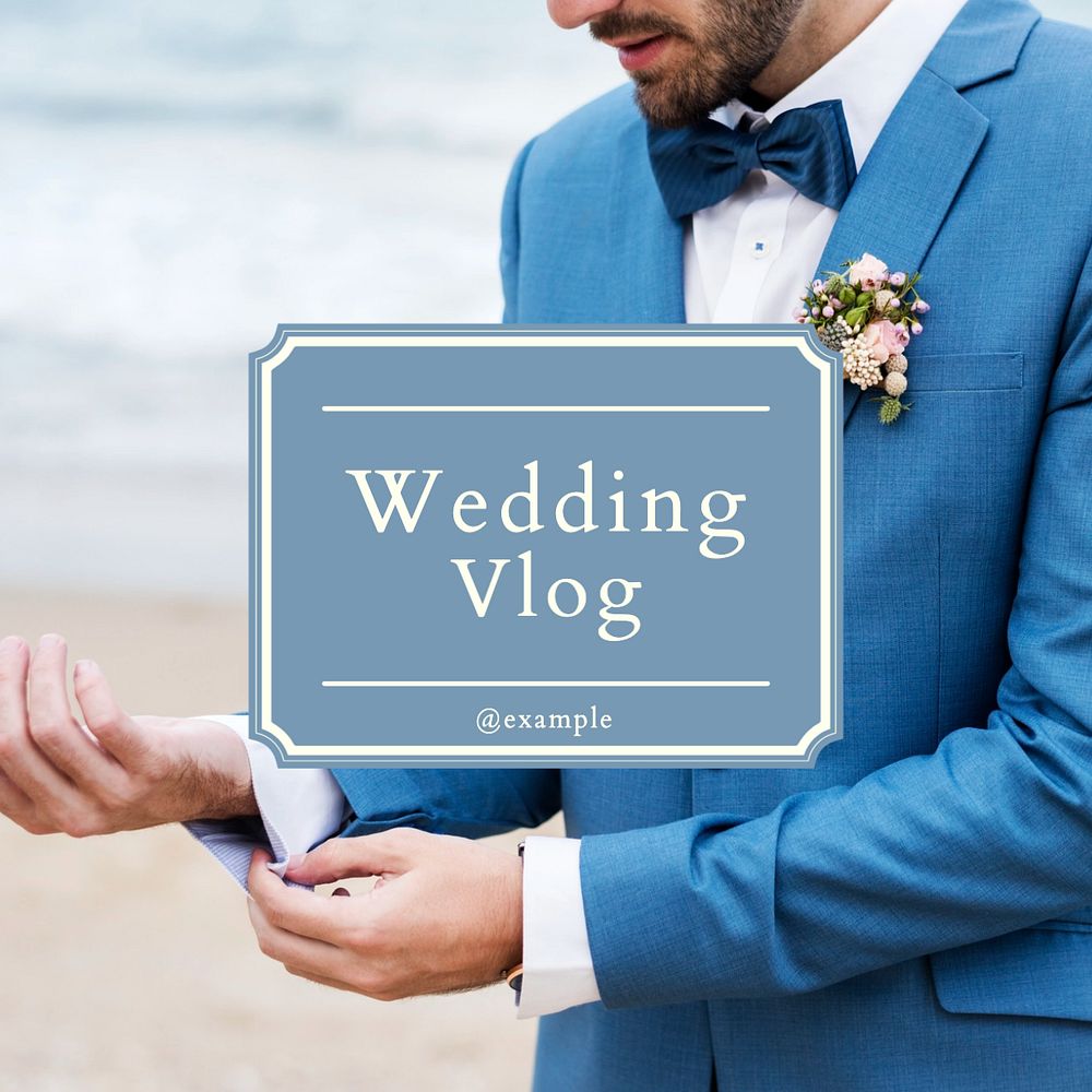 Wedding vlog Instagram post template, editable design