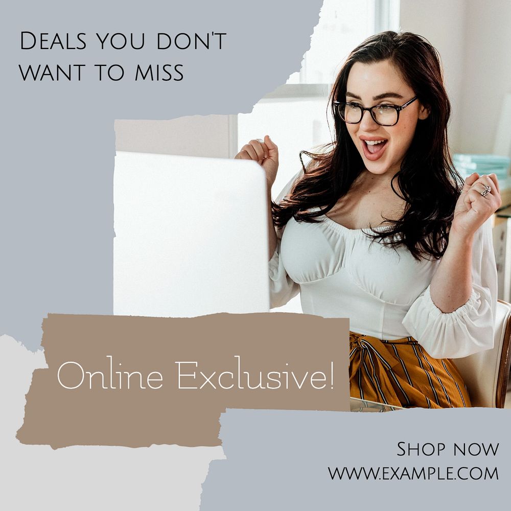 Online exclusive deals Instagram post template, editable social media design