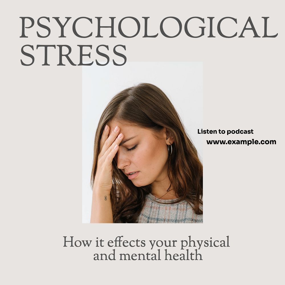 Psychological stress Instagram post template, editable social media design