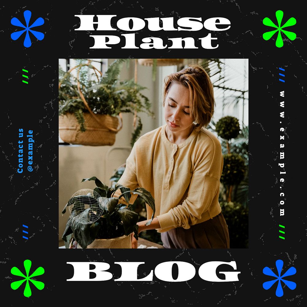 House plant blog Instagram post template, editable social media ad