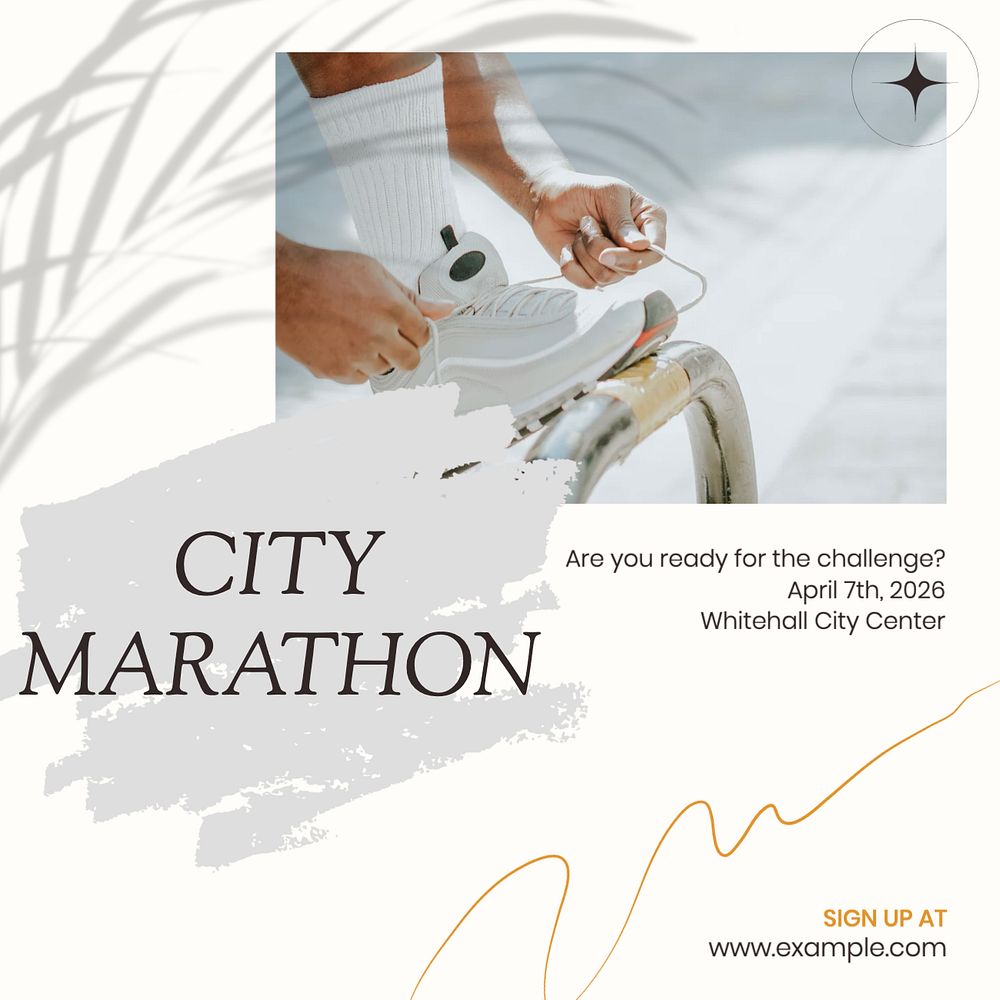 City marathon Instagram post template, editable design