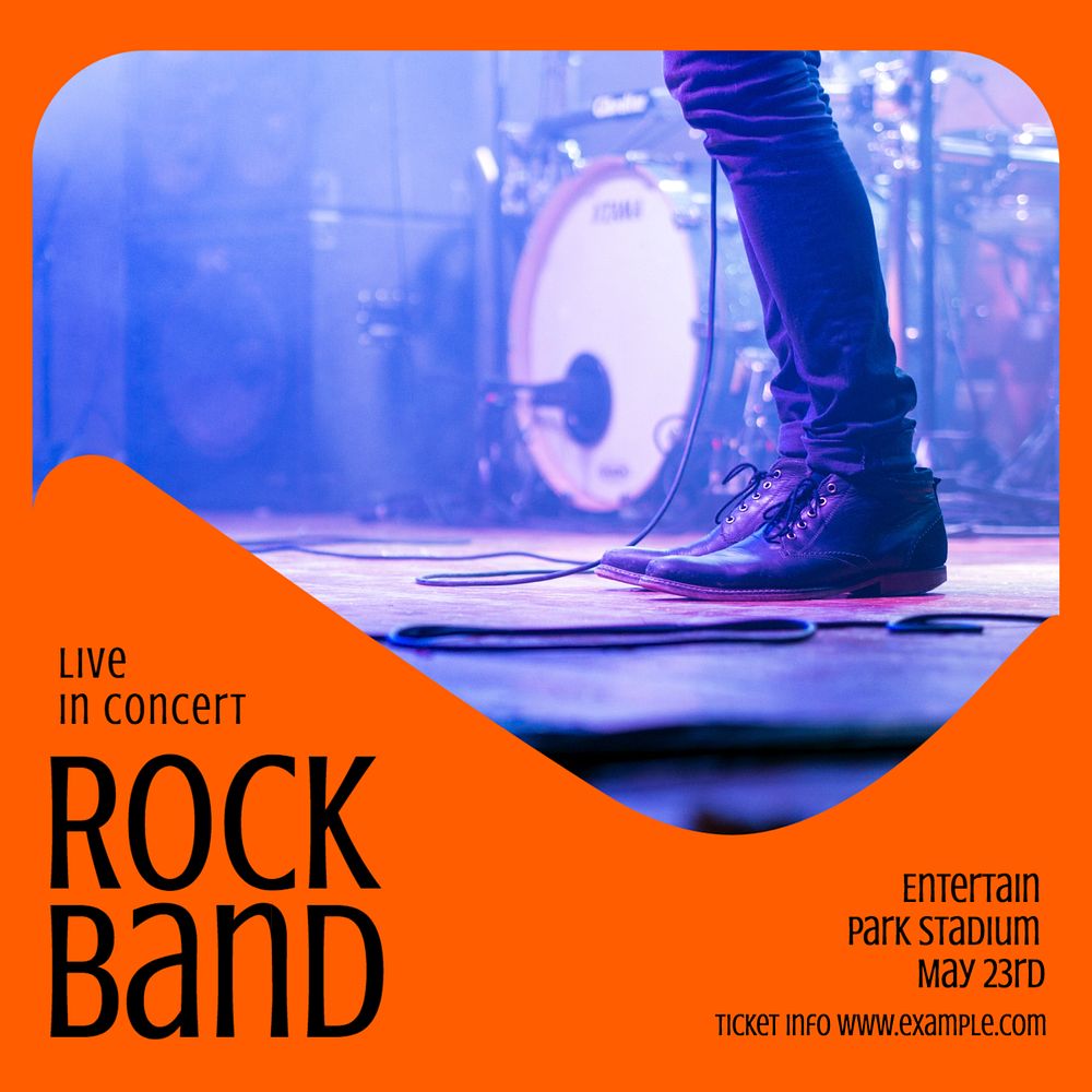 Live concert Instagram post template, editable text