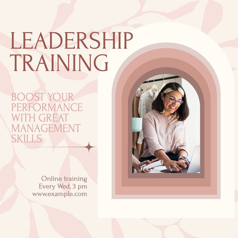 Leadership training social media template, editable design