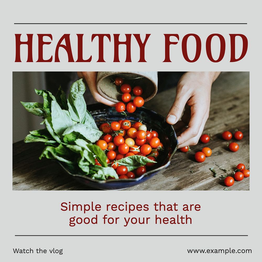 Healthy food social media template, editable design