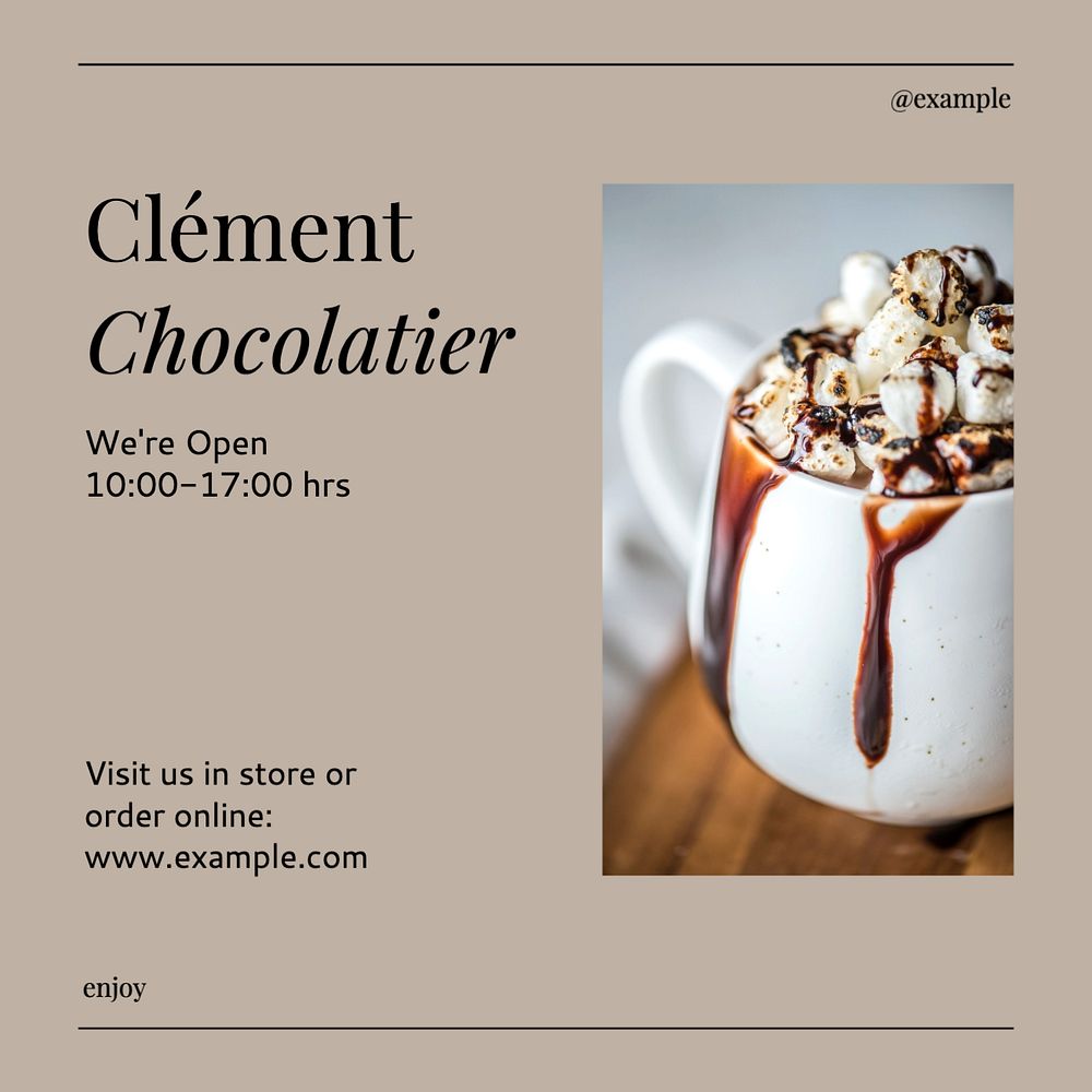 Chocolate shop Instagram post template, editable design