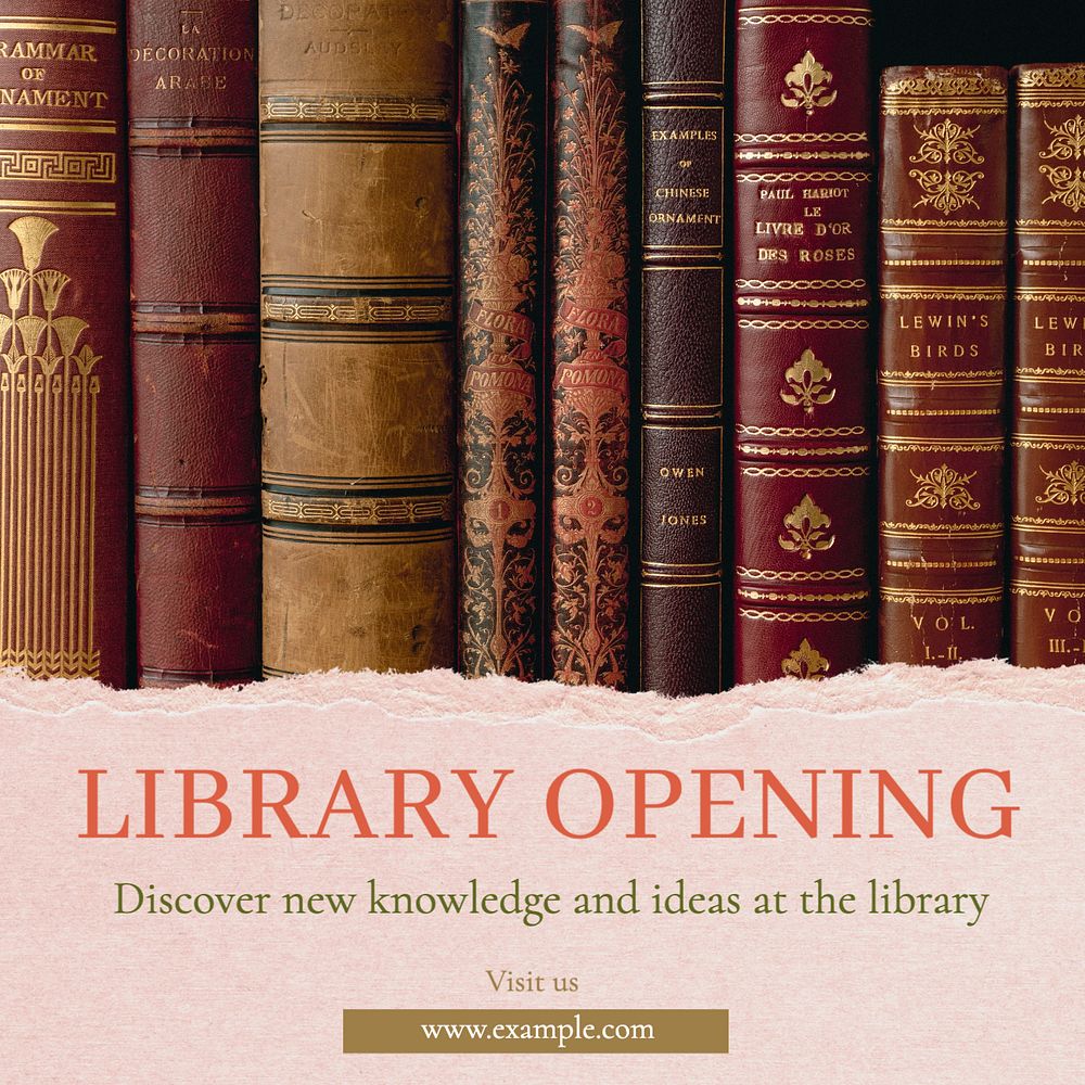 Library open Instagram post template, editable design