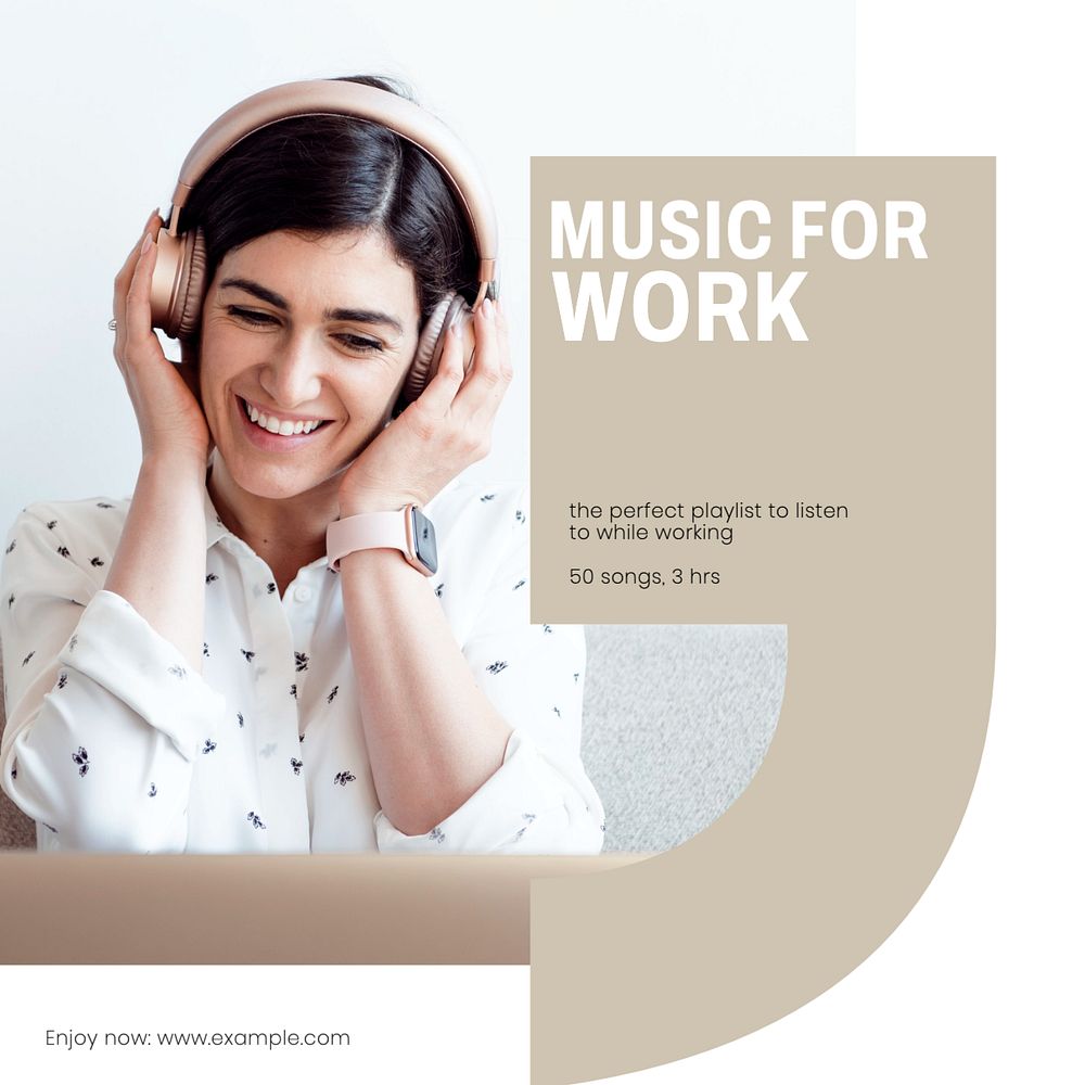 Music for work Instagram post template, editable design