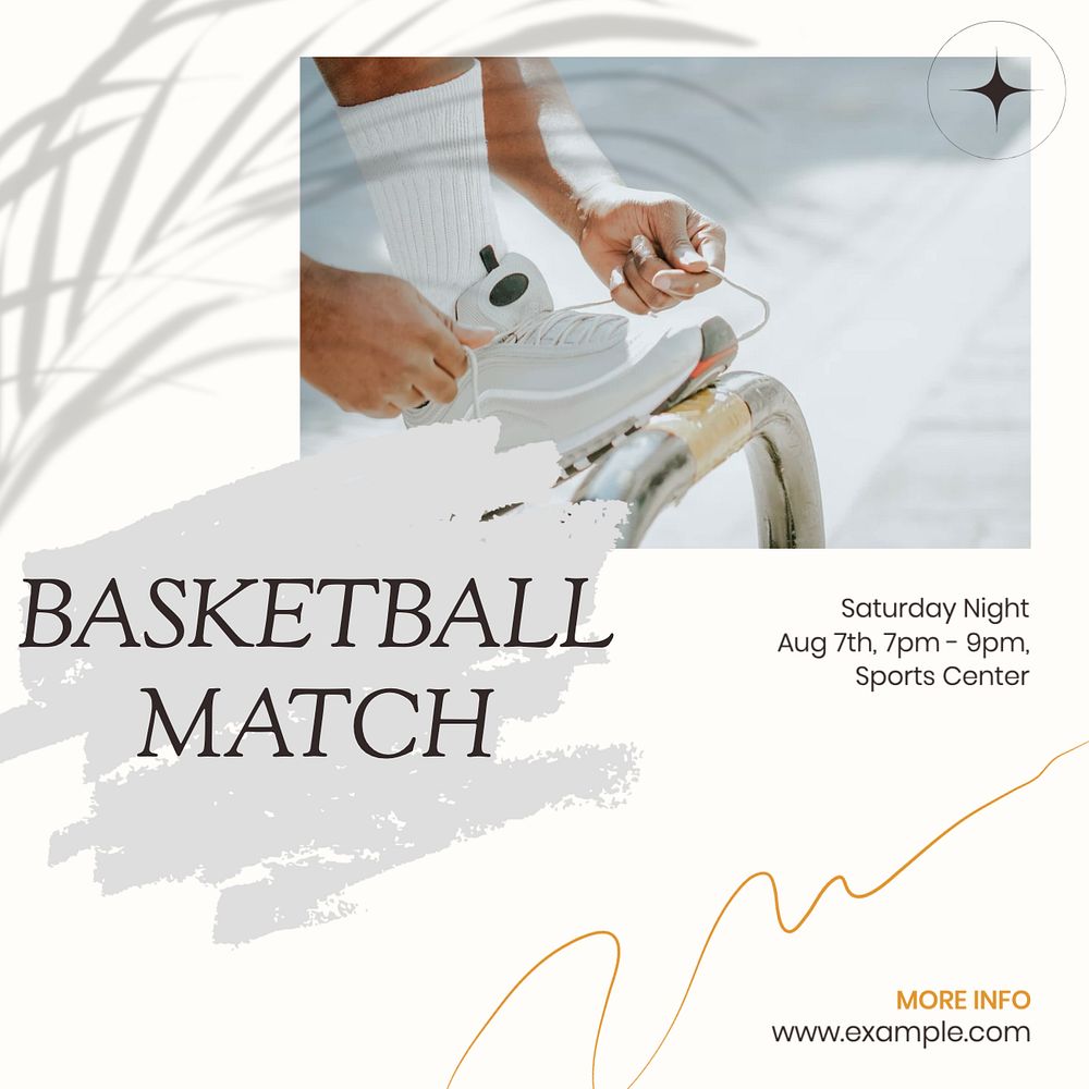 Basketball match Instagram post template, editable design