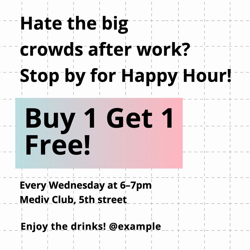 Happy Hour, editable template for social media post