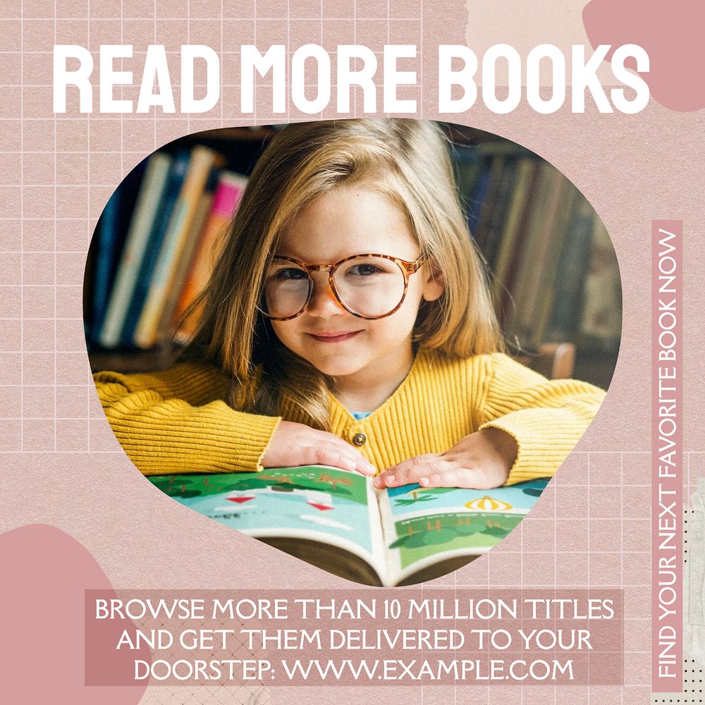 Read more books Instagram post template, editable social media design