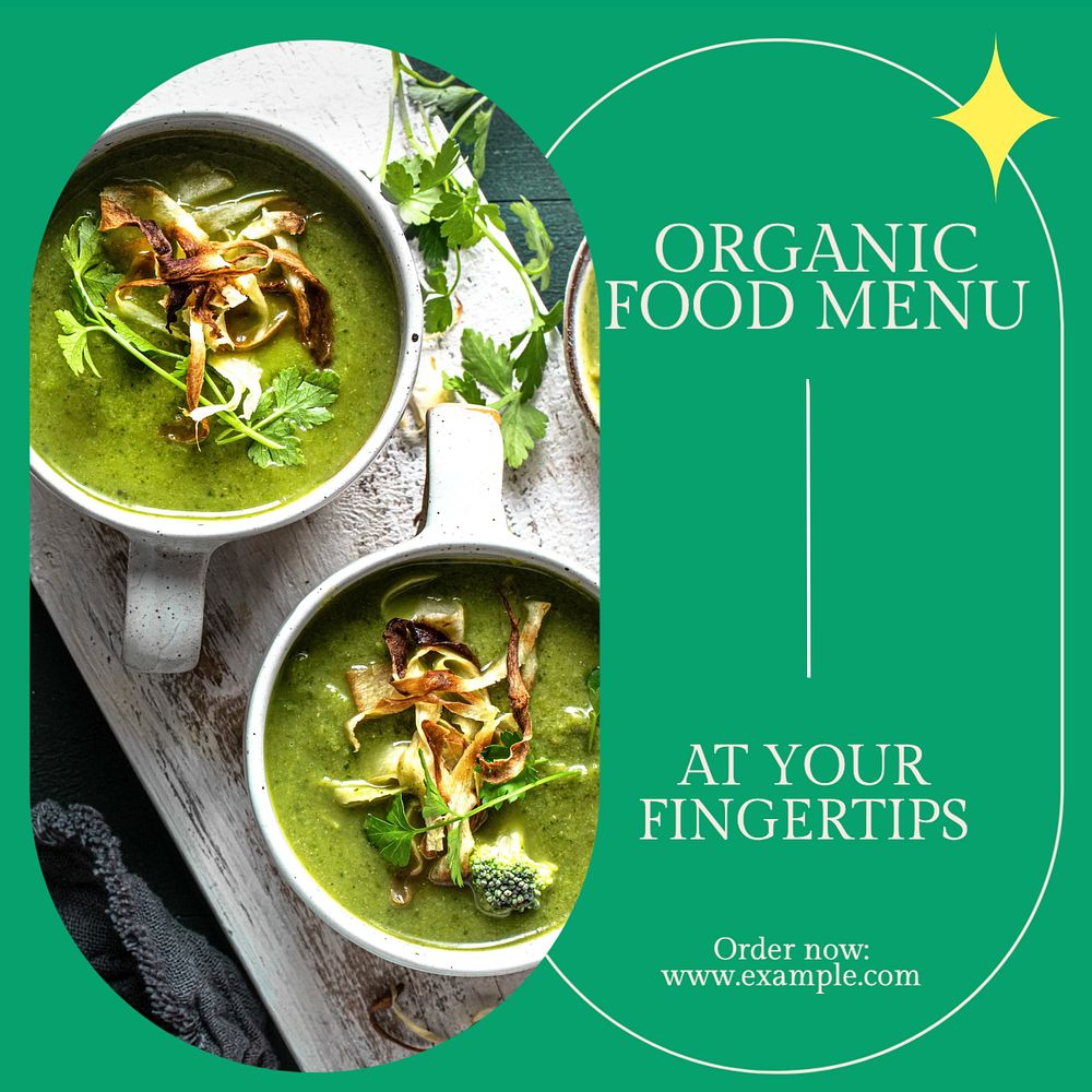 Organic food menu Instagram post template, editable social media design