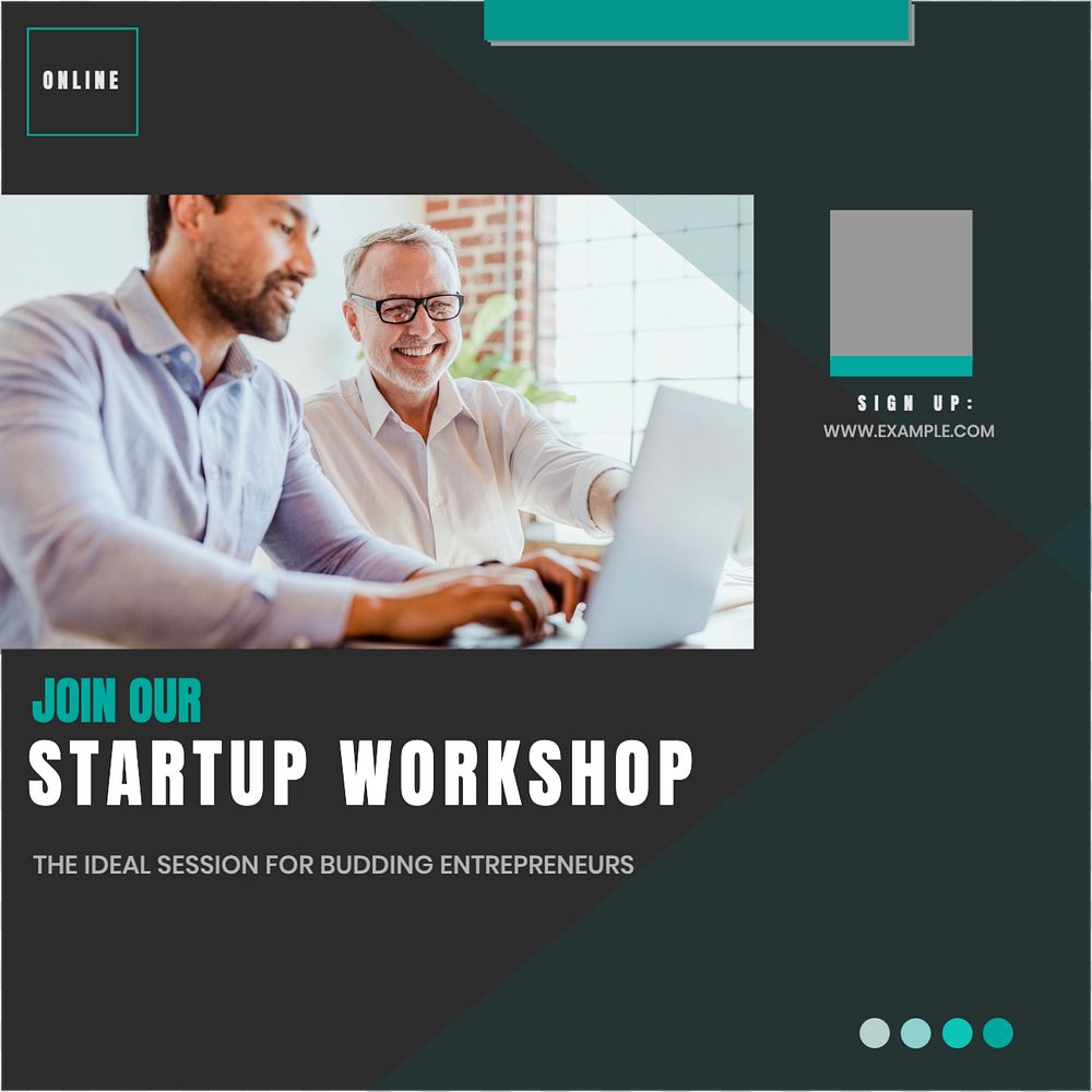 Startup workshop Instagram post template, editable design