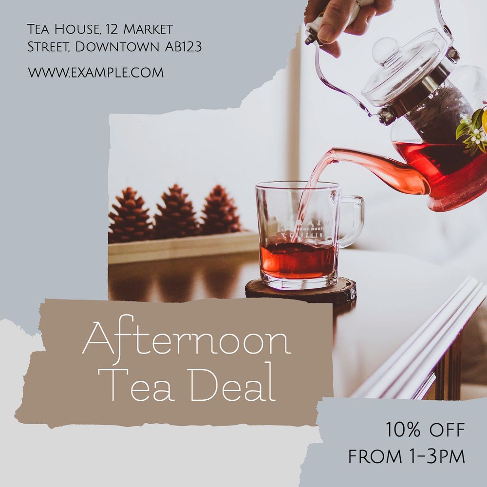 Afternoon tea deal Facebook post template, editable design