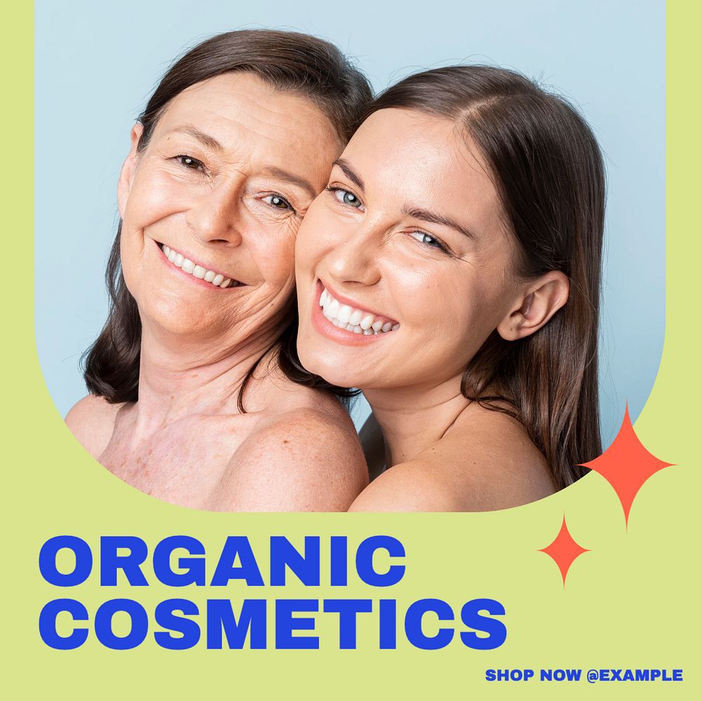 Organic cosmetics Instagram post template, editable social media design