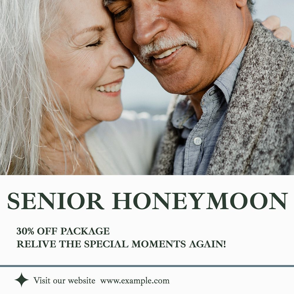 Senior honeymoon Instagram post template, editable social media design