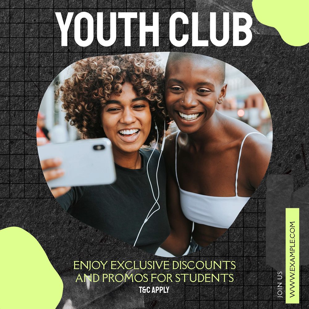 Youth club Instagram post template, editable social media design