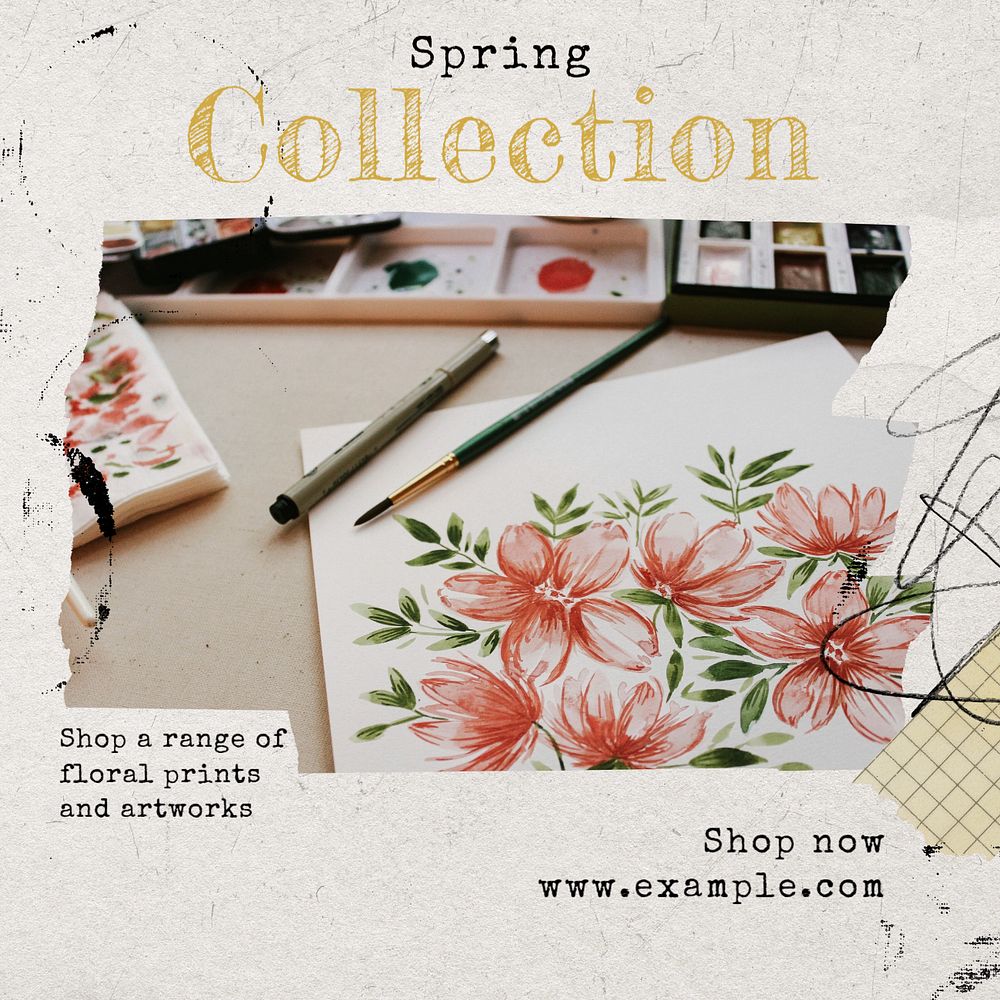 Spring collection Instagram post template, editable social media design