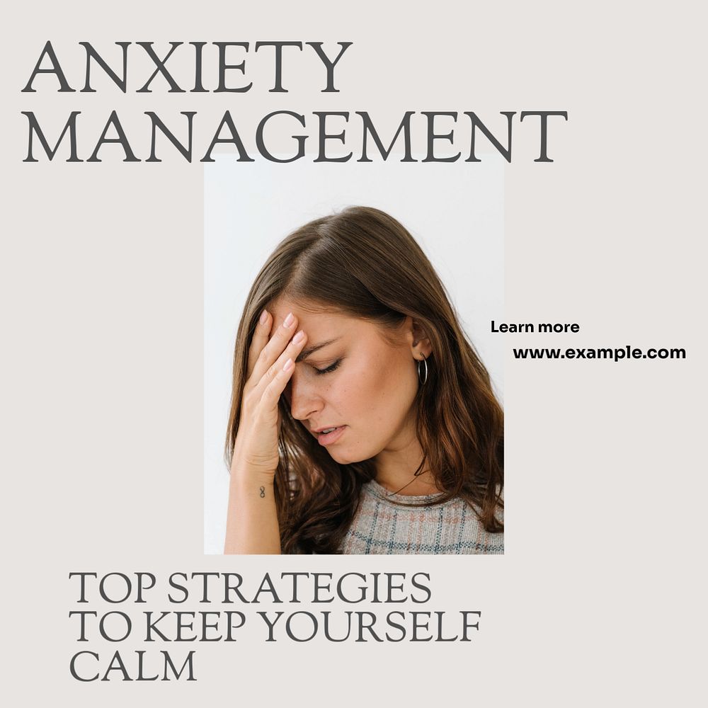 Anxiety management Instagram post template, editable social media design