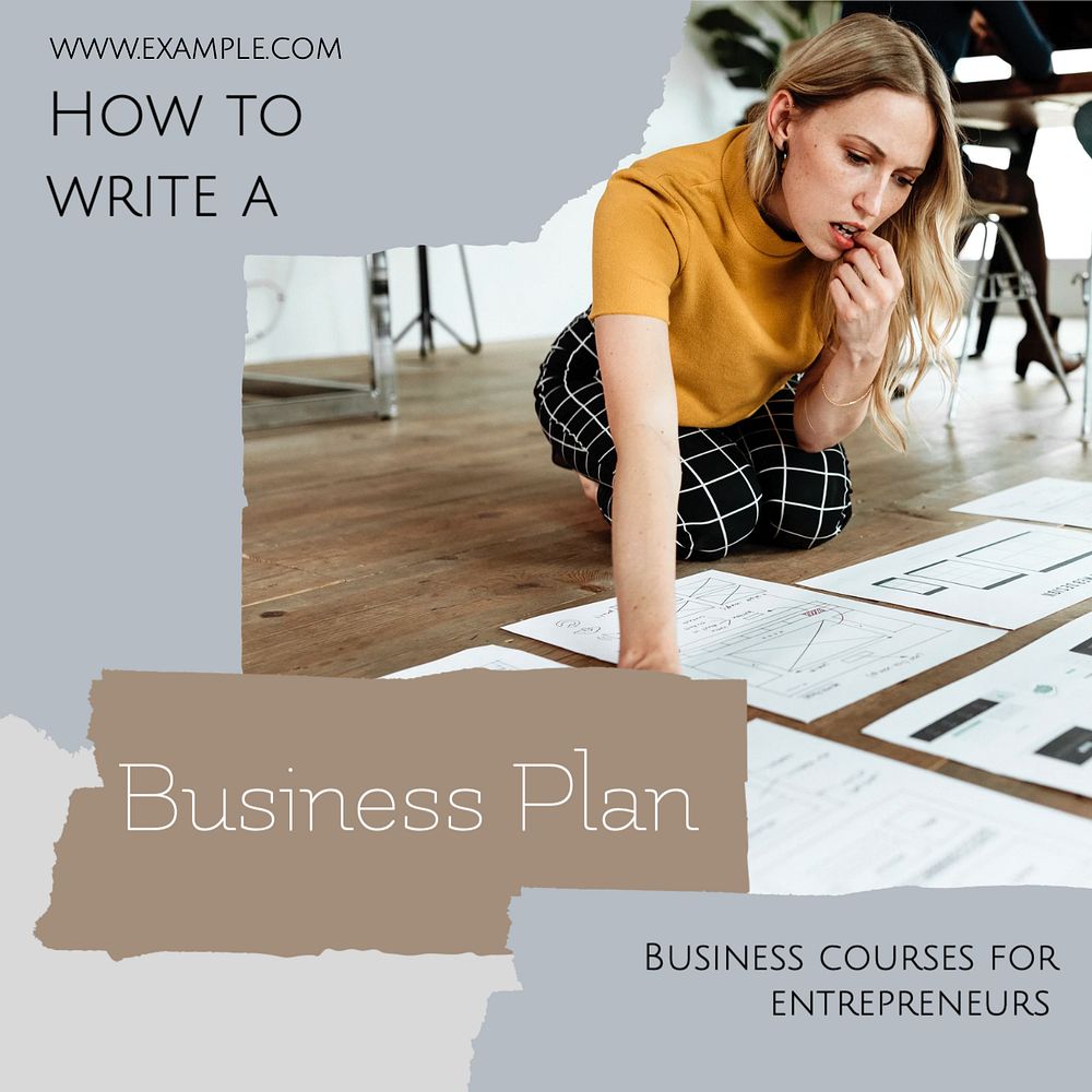 Business plan Instagram post template, editable text