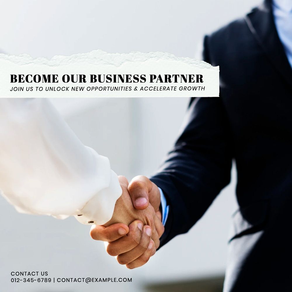 Business partner post template, editable text for social media