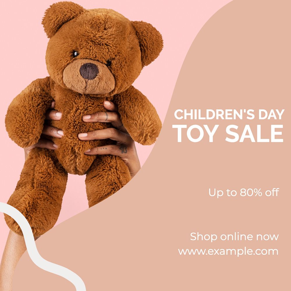 Toy sale post template, editable text for social media