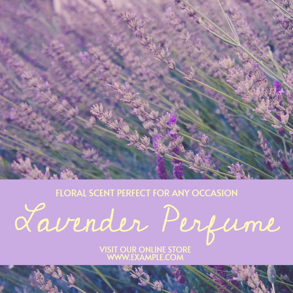 Lavender perfume Instagram post template, editable text