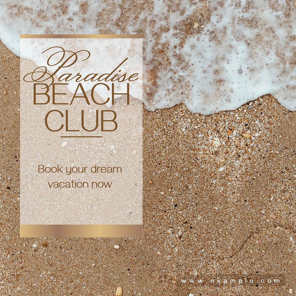 Paradise beach club Instagram post template, editable text