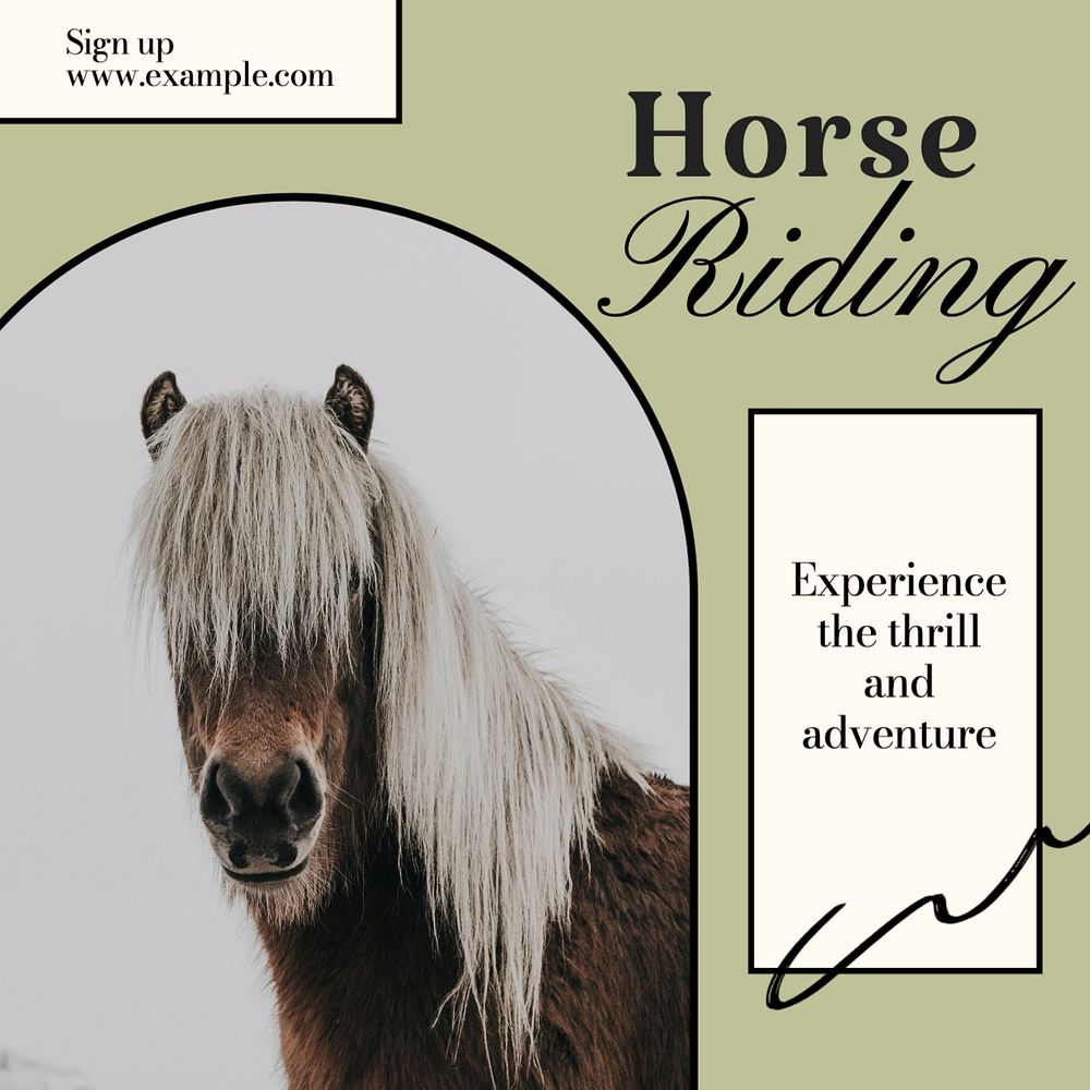 Horse riding Instagram post template, editable design