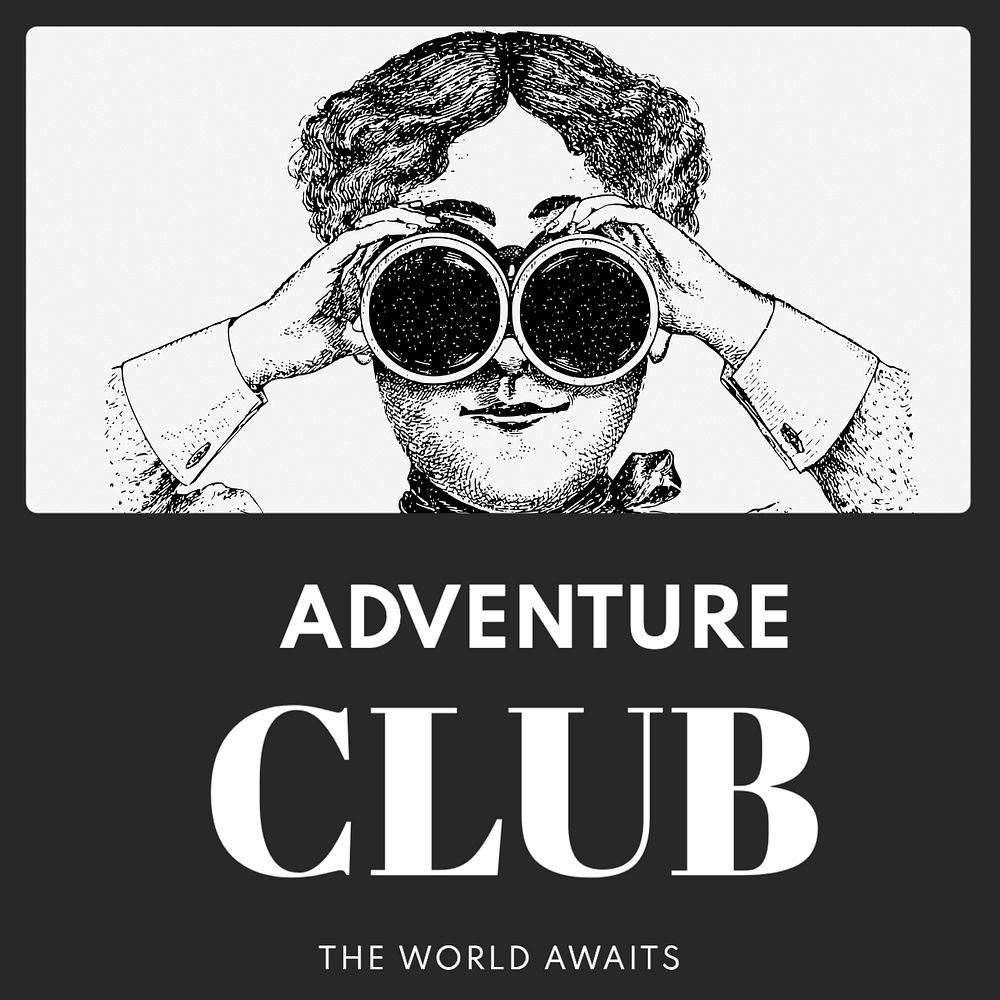 Adventure club Instagram post template, editable design