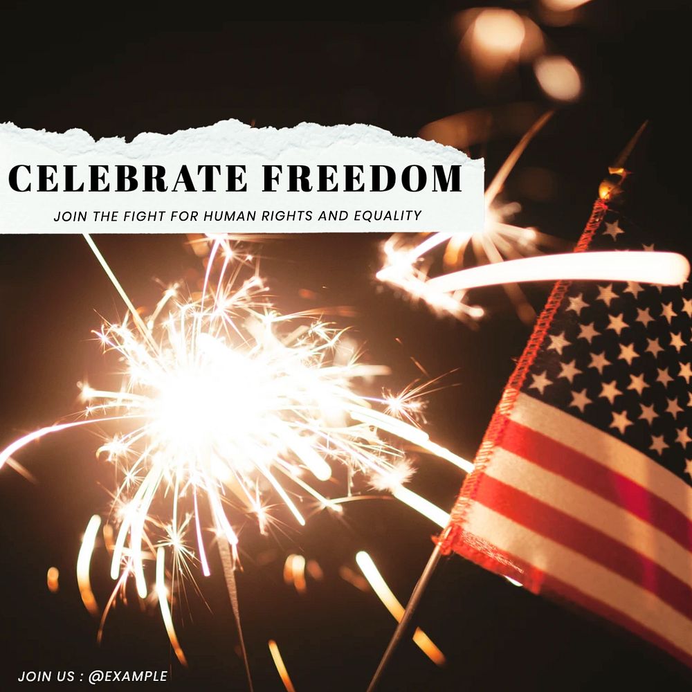 Celebrate freedom post template, editable text for social media