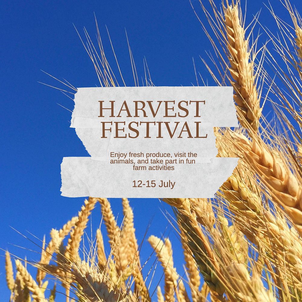 Harvest festival Instagram post template, editable text