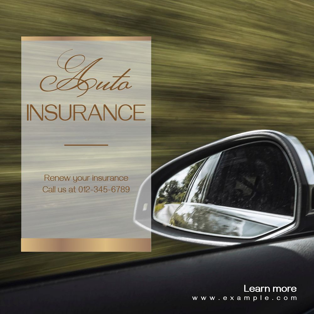 Auto insurance Instagram post template, editable text