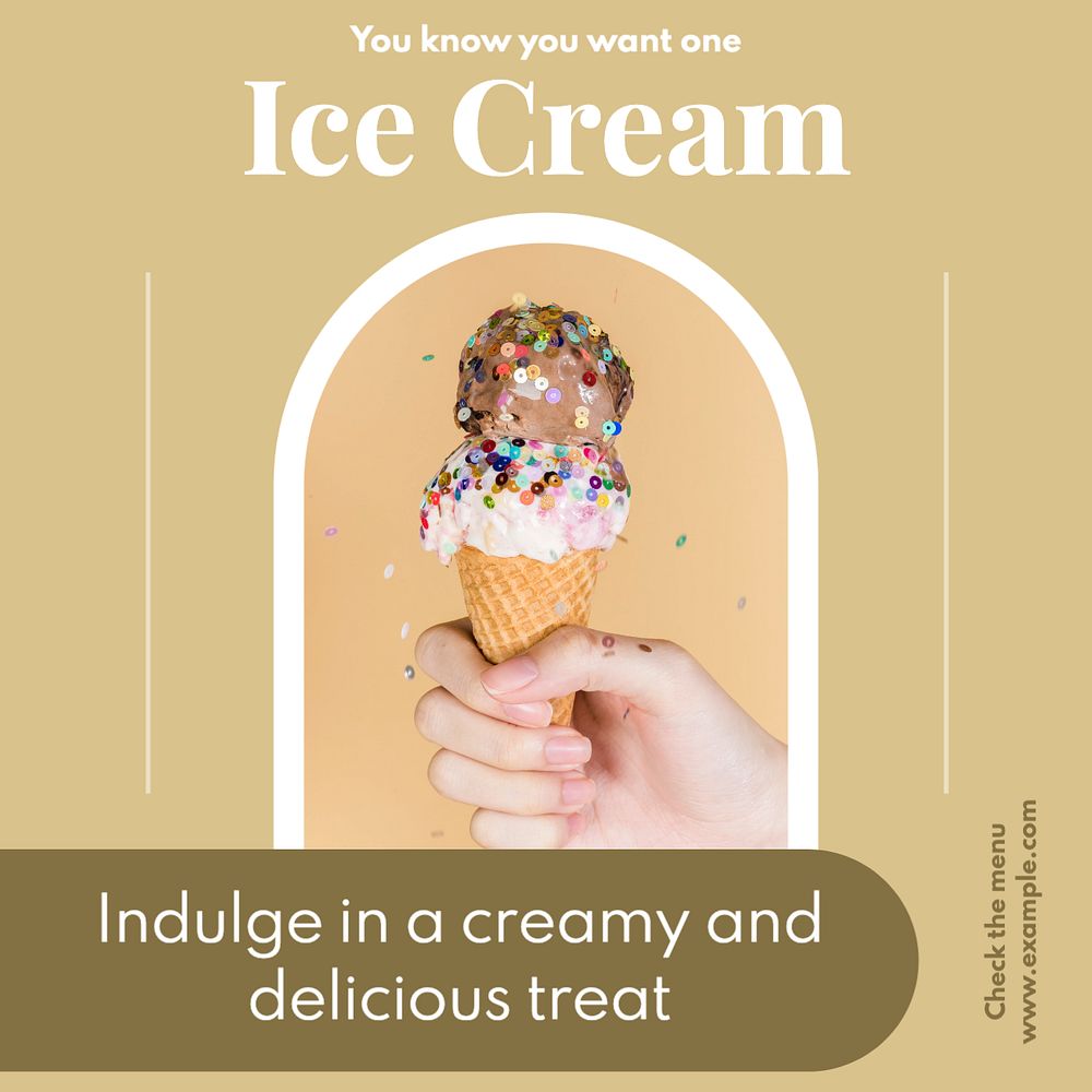 Ice cream Instagram post template, editable design