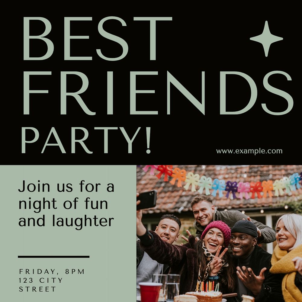 Best friends party Instagram post template, editable design