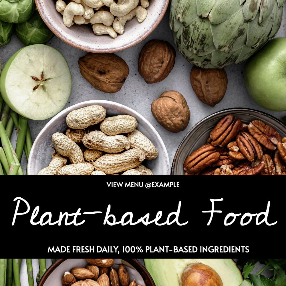 Plant-based food Instagram post template, editable design