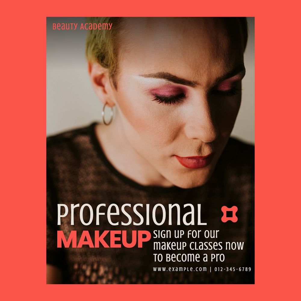 Professional makeup course post template, editable social media design