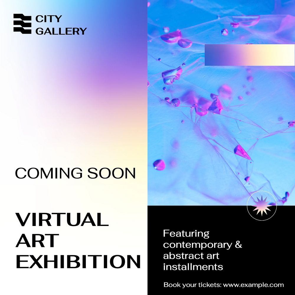 Virtual art exhibition Instagram post template, editable design