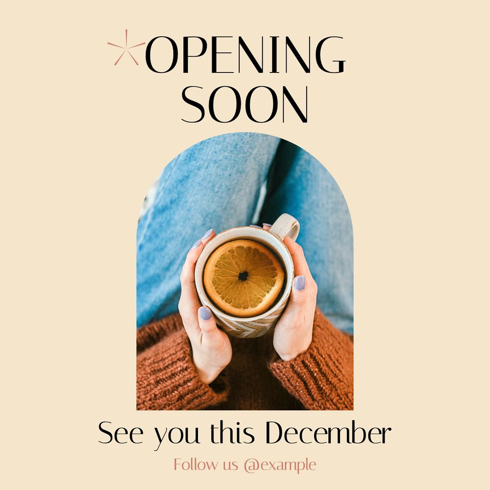 Opening soon Instagram post template, editable design