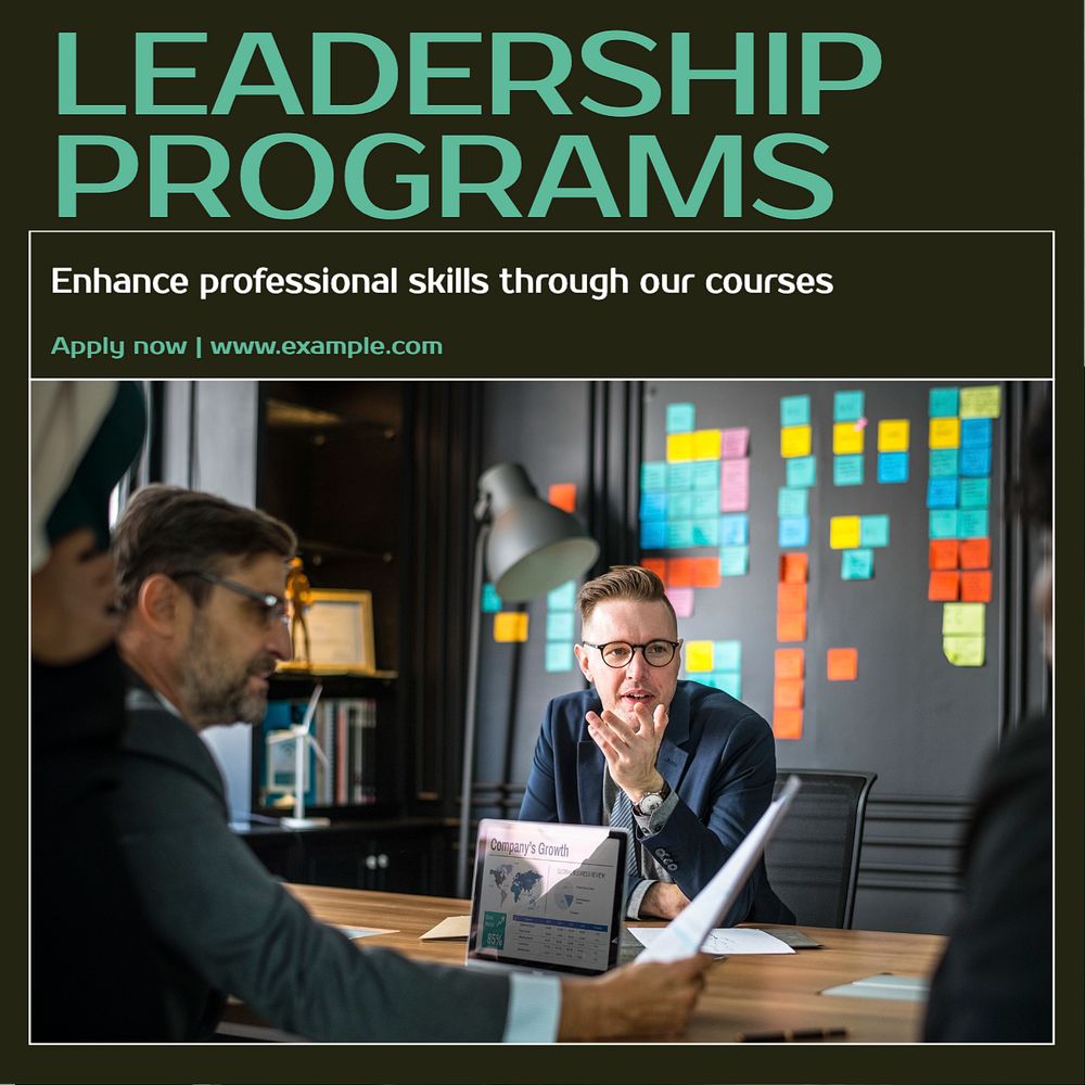 Leadership programs Instagram post template, editable design