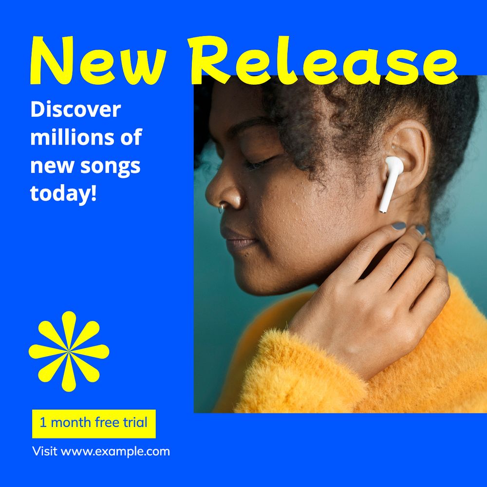 Music release Instagram post template, editable design