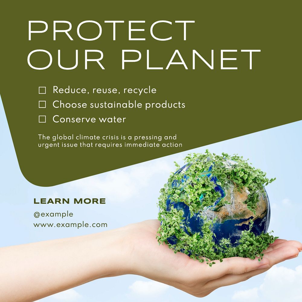 Protect our planet Instagram post template, editable design