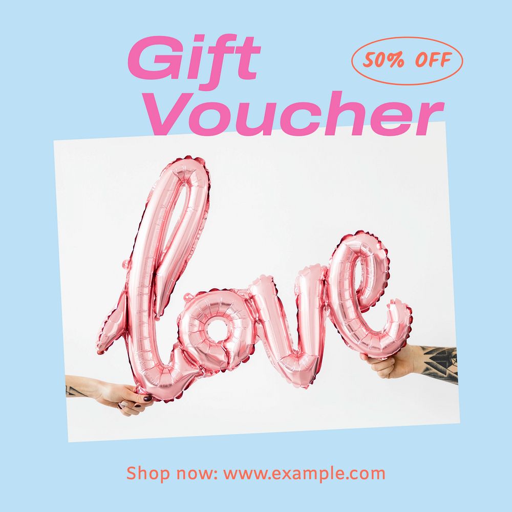 Gift voucher Instagram post template, editable design