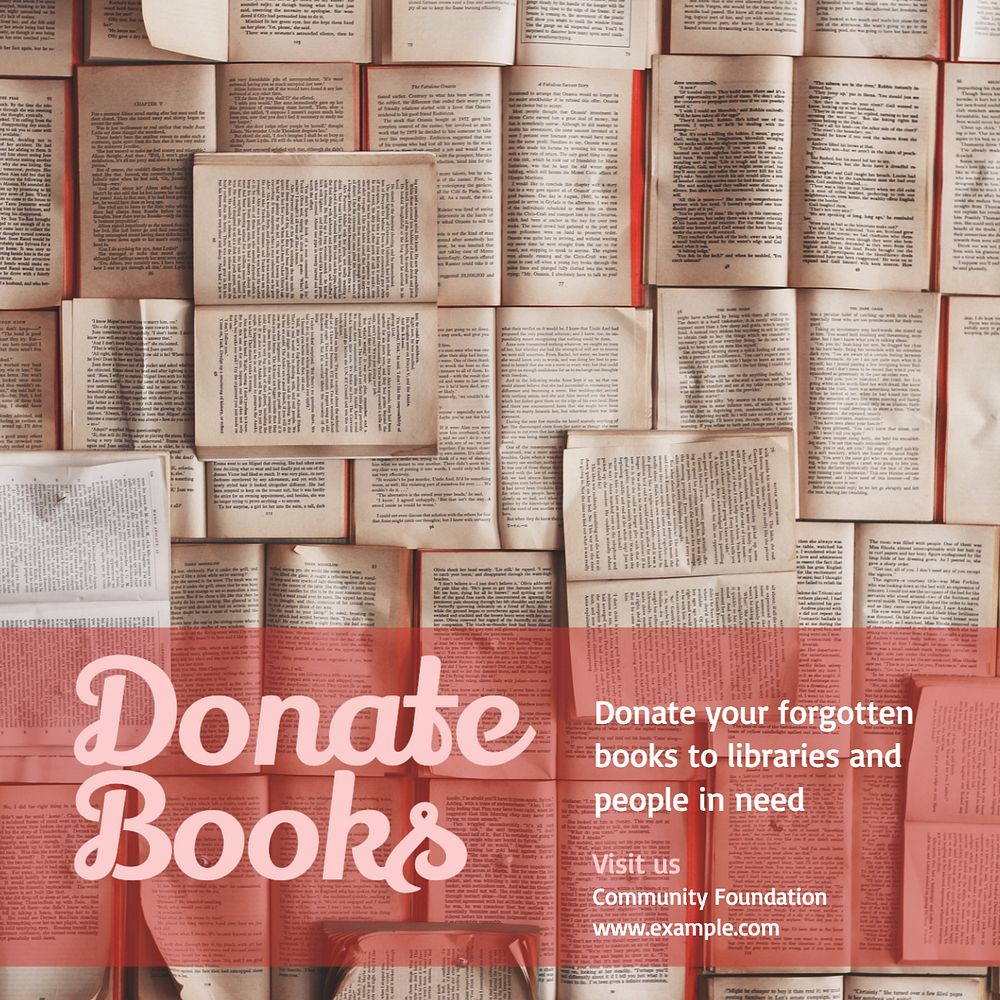 Book donation Instagram post template, editable design