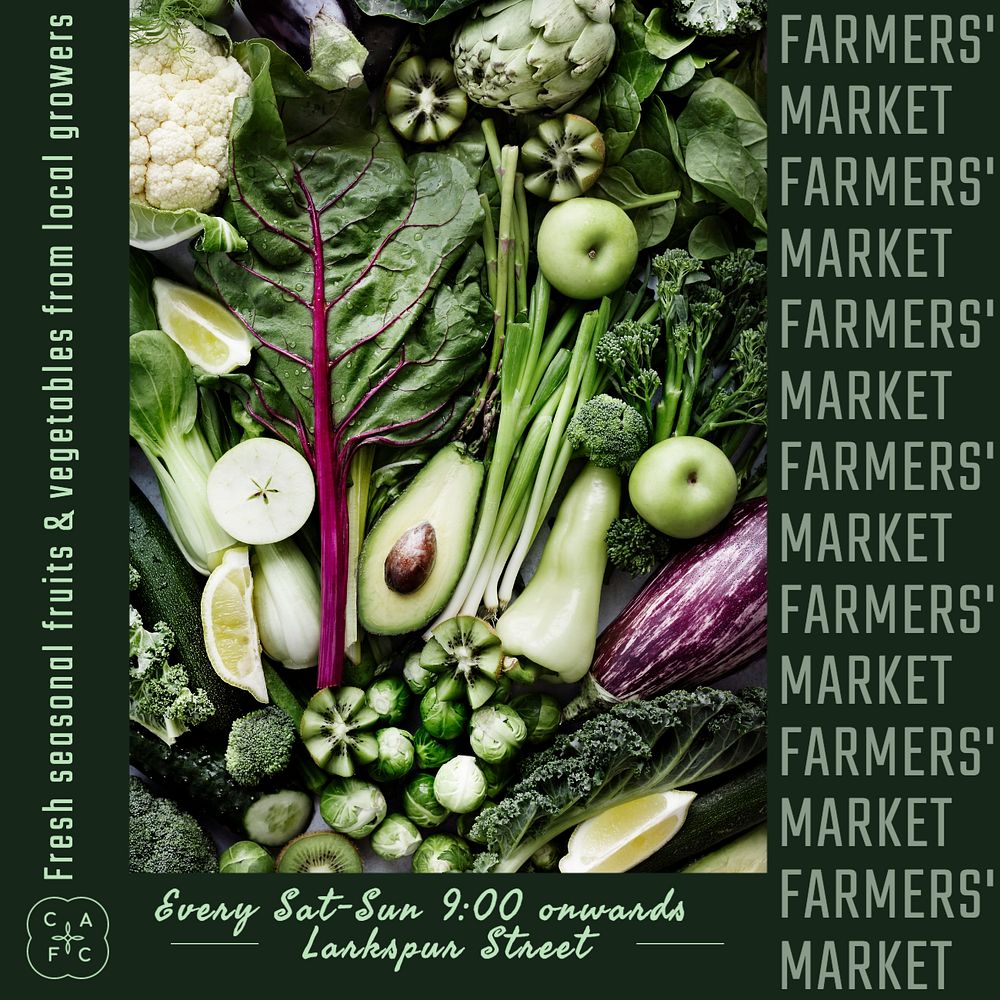 Farmer's market  Instagram post template, editable design