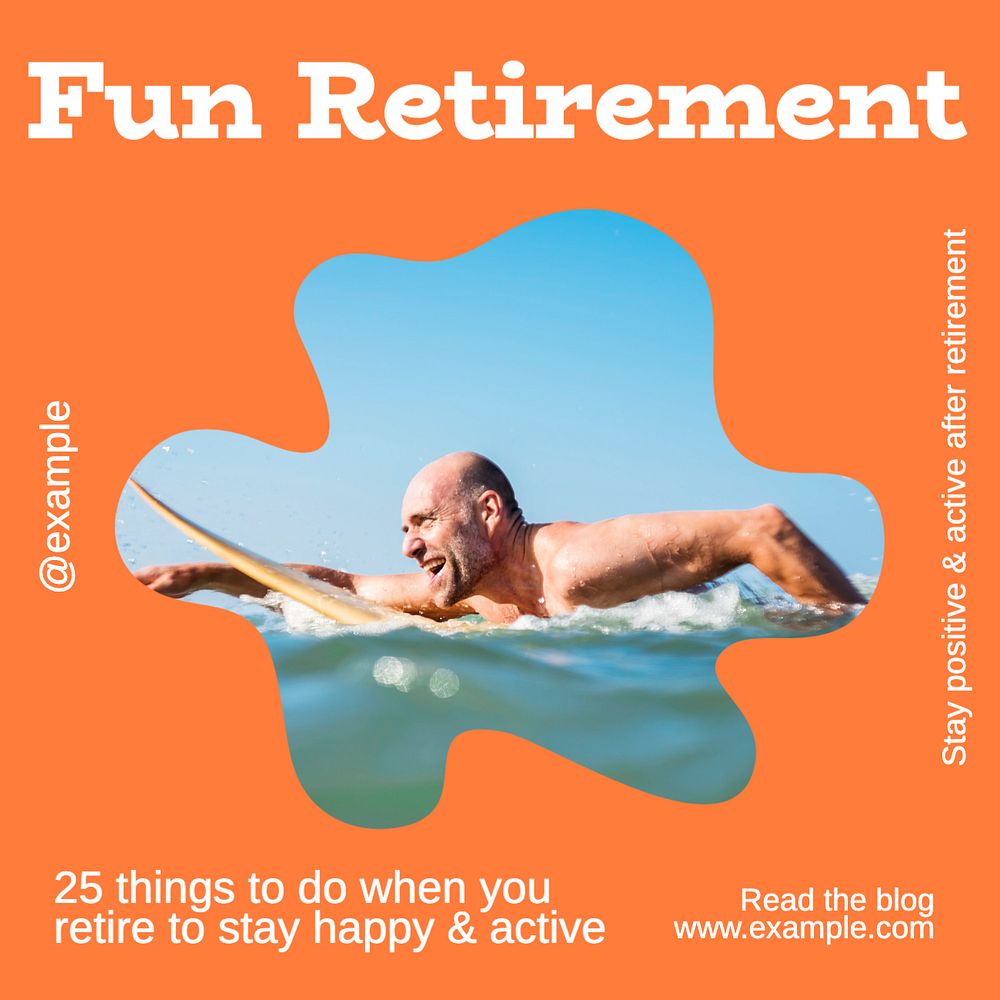 Fun retirement Instagram post template, editable design