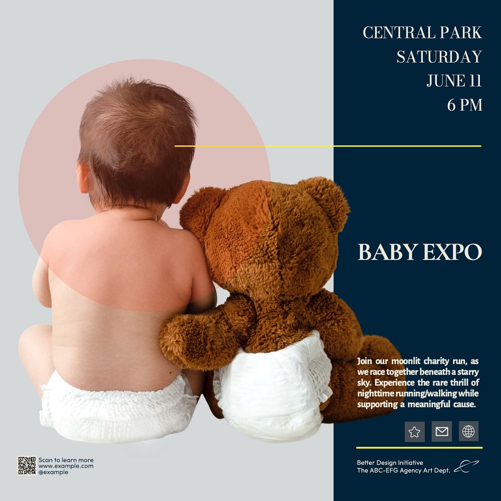 Baby expo Facebook post template, editable design