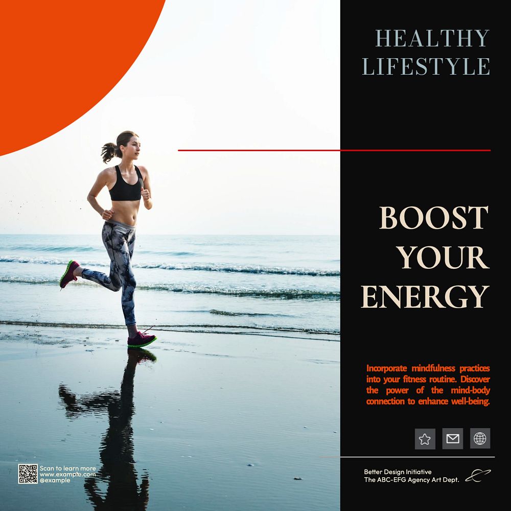 Healthy lifestyle Facebook post template, editable design