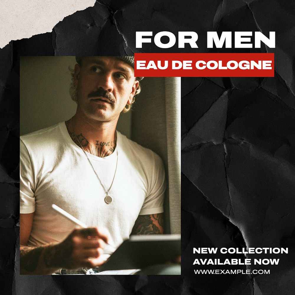 For men cologne Instagram post template, editable design