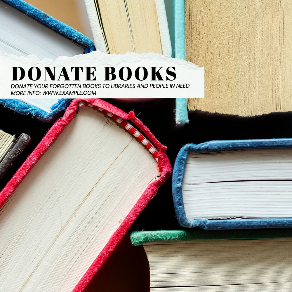 Donate books Instagram post template, editable design