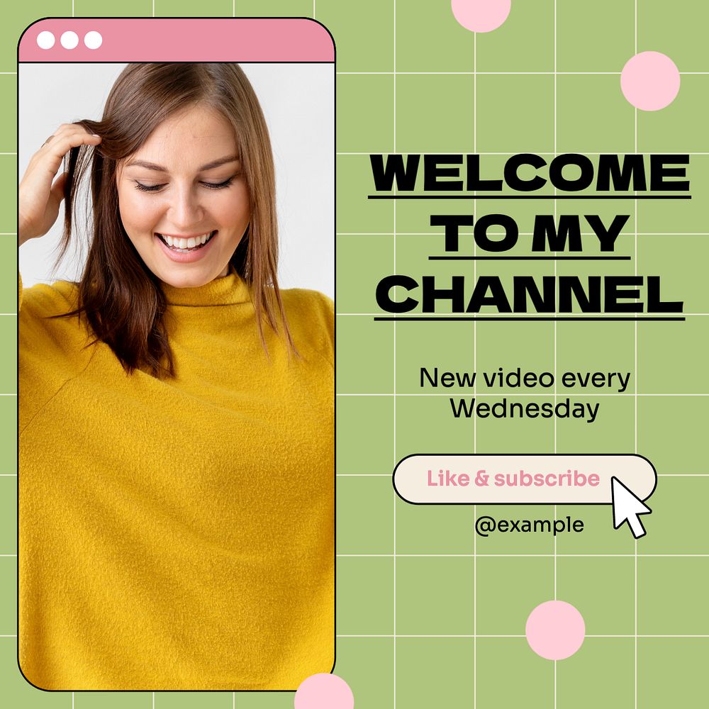 Welcome to my channel Instagram post template, editable design